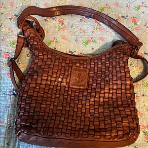 Brown Woven Leather Bag